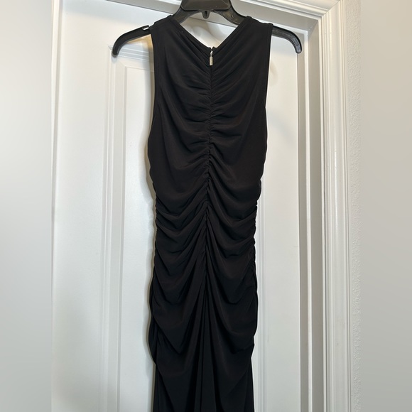 Michael Kors Stretch Matte Jersey Ruched Dress Black Sz Medium - Picture 7 of 9